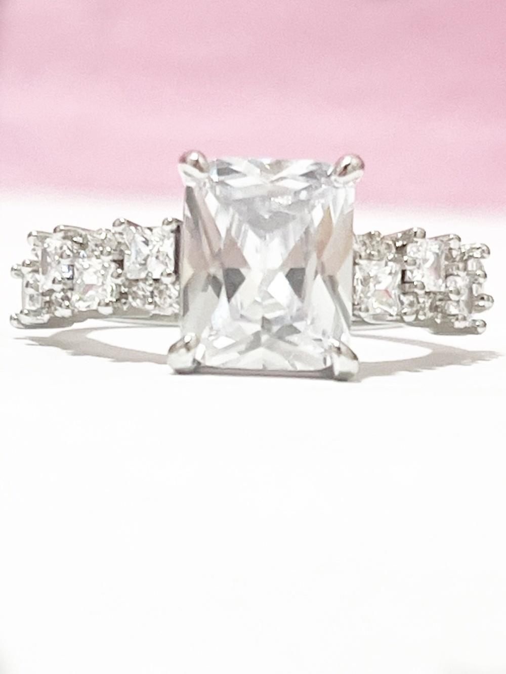 14K White Gold Plated Sterling Silver Moissanite Ring – Size 8